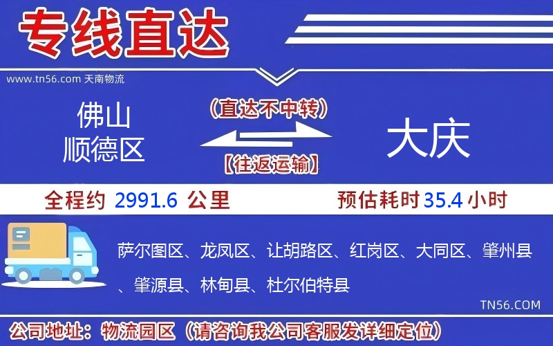 佛山顺德区到大庆物流公司 佛山顺德区到大庆物流公司