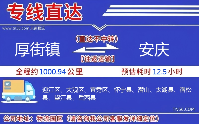厚街镇到安庆物流公司 厚街镇到安庆物流公司
