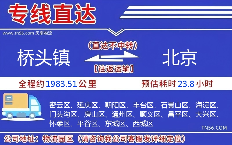 桥头镇到北京物流公司 桥头镇到北京物流公司
