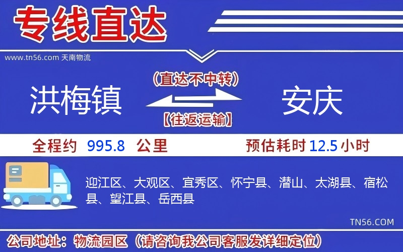 洪梅镇到安庆物流公司