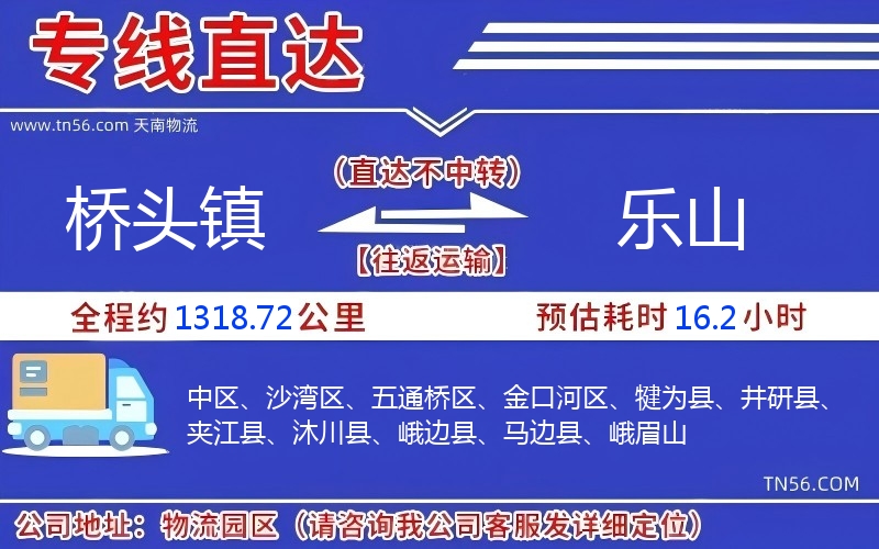 桥头镇到乐山物流公司 桥头镇到乐山物流公司
