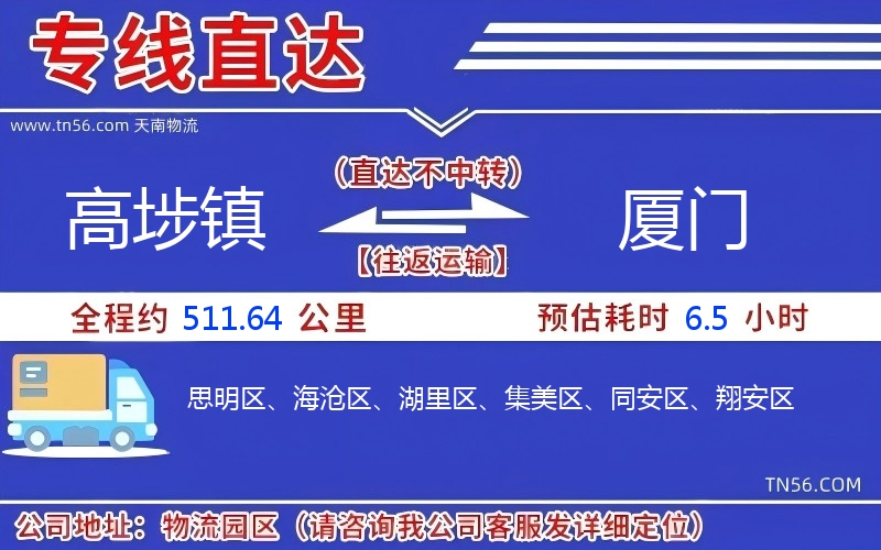 高埗镇到厦门物流公司 高埗镇到厦门物流公司