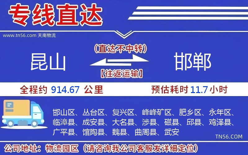 昆山到邯郸物流公司 昆山到邯郸物流公司