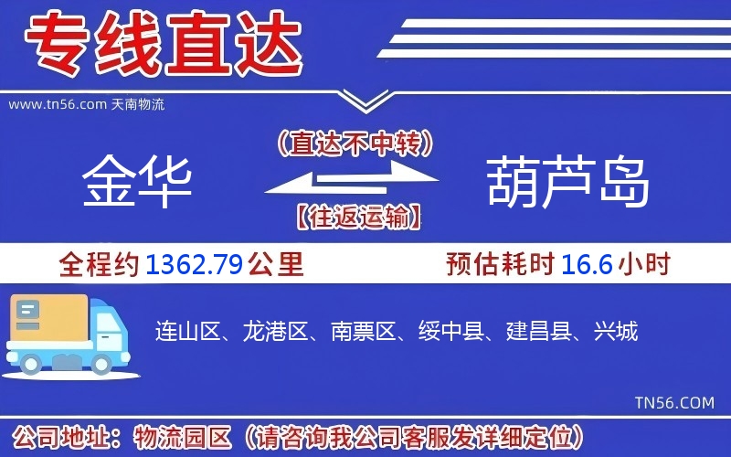金华到葫芦岛物流公司